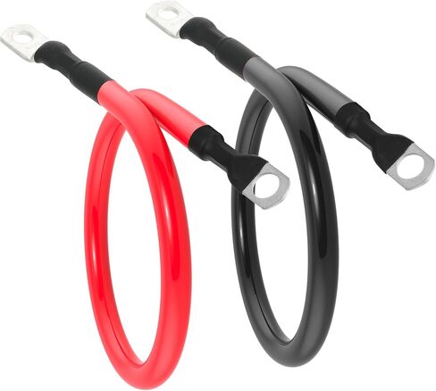 2 كابل بطارية AWG 2AWG كابلات عاكس طاقة البطارية مع محطة العروات 5/16 بوصة للسيارات الشمسية البحرية قارب RV سيارة دراجة نارية (2FT) in Kuwait