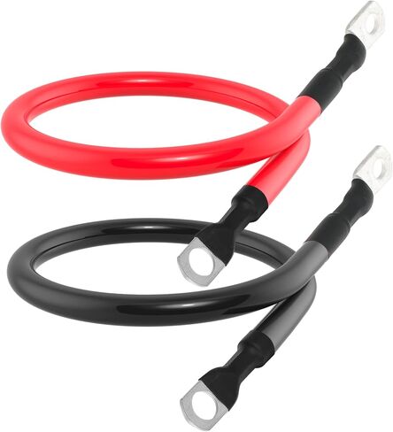 2 كابل بطارية AWG 2AWG كابلات عاكس طاقة البطارية مع محطة العروات 5/16 بوصة للسيارات الشمسية البحرية قارب RV سيارة دراجة نارية (2FT) in Kuwait