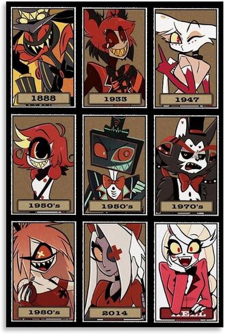 Hazbin Anime Hotel Poster Characters Time of Death Poster 90s Canvas Wall Art Room Aesthetic Decor Posters 12x18inch(30x45cm) Unframed in Saudi Arabia