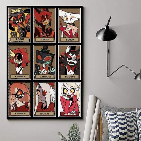 Hazbin Anime Hotel Poster Characters Time of Death Poster 90s Canvas Wall Art Room Aesthetic Decor Posters 12x18inch(30x45cm) Unframed in Saudi Arabia