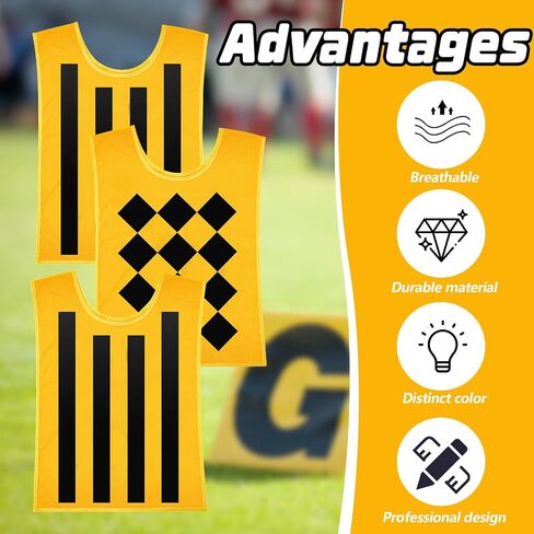 Set of 3 Football Lineman's Vest Bright Yellow and Black Football Referee Vests Football Pinnies for Men Women Adults, 27.5 Inches Length and 18.5 Inches Width, 2 Styles in Saudi Arabia