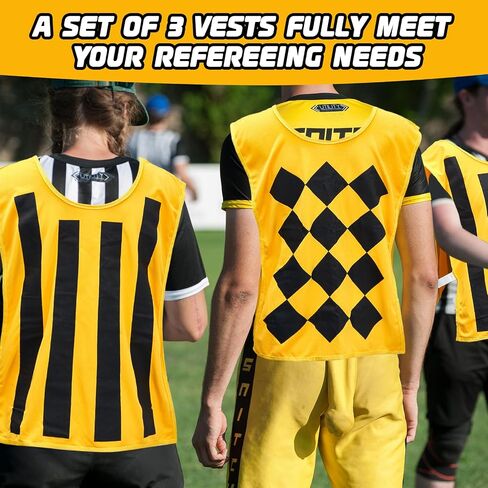 Set of 3 Football Lineman's Vest Bright Yellow and Black Football Referee Vests Football Pinnies for Men Women Adults, 27.5 Inches Length and 18.5 Inches Width, 2 Styles in Saudi Arabia
