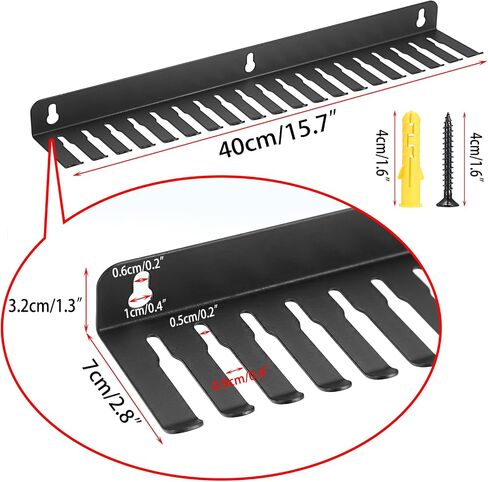 Sumnacon Wall Mountable Cable Hanger and Organizer Steel Cable Rack with 19 Cables Slots Width from 5-9mm,Sturdy Cables Holder Black Cord Rack Organizer for Office Studio Desk Bench Workshop in Kuwait