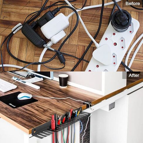 Sumnacon Wall Mountable Cable Hanger and Organizer Steel Cable Rack with 19 Cables Slots Width from 5-9mm,Sturdy Cables Holder Black Cord Rack Organizer for Office Studio Desk Bench Workshop in Kuwait