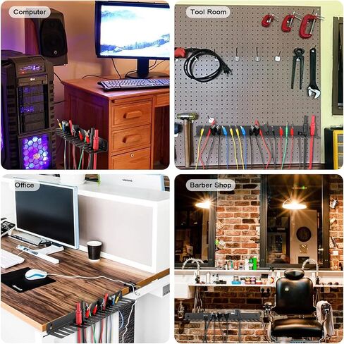 Sumnacon Wall Mountable Cable Hanger and Organizer Steel Cable Rack with 19 Cables Slots Width from 5-9mm,Sturdy Cables Holder Black Cord Rack Organizer for Office Studio Desk Bench Workshop in Kuwait