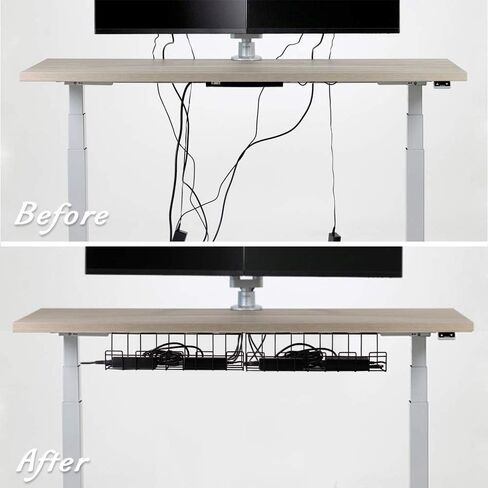 Under Desk Cable Management Tray 2 Packs, 16 inches Under Table Cord Organizer for Wire Management, Metal Wire Cable Mesh Holder for Desks, Offices and Kitchens (Black) in Saudi Arabia