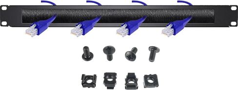 1U Brush Cable Manager لوحة شريط إدارة الكابلات المثبتة على حامل أفقي لرف الخادم أو خزانة الشبكة مقاس 19 بوصة - حشو عالي الكثافة، زيادة تدفق الهواء - انخفاض تراكم الغبار in Kuwait