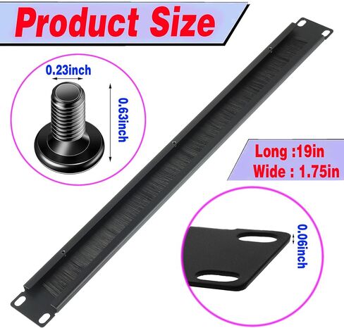 1U Brush Cable Manager لوحة شريط إدارة الكابلات المثبتة على حامل أفقي لرف الخادم أو خزانة الشبكة مقاس 19 بوصة - حشو عالي الكثافة، زيادة تدفق الهواء - انخفاض تراكم الغبار in Kuwait