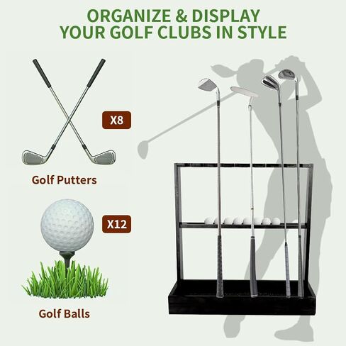 Golf Club Rack Putter Stand: Wooden Golf Club Holder Organizer for Golf Clubs, Golf Balls, Putter Covers - Golf Club Stand Racks for Garage Home Indoor in Saudi Arabia