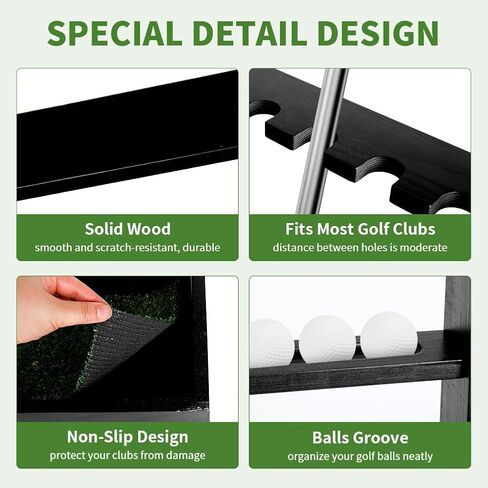 Golf Club Rack Putter Stand: Wooden Golf Club Holder Organizer for Golf Clubs, Golf Balls, Putter Covers - Golf Club Stand Racks for Garage Home Indoor in Saudi Arabia