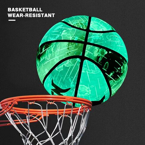 Basketball Glow in The Dark, Luminous Glowing Leather Basketball, Green Light up Basketball Gift for Kids, Men, Women Indoor-Outdoor Night Basketball in Saudi Arabia
