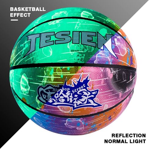 Basketball Glow in The Dark, Luminous Glowing Leather Basketball, Green Light up Basketball Gift for Kids, Men, Women Indoor-Outdoor Night Basketball in Saudi Arabia