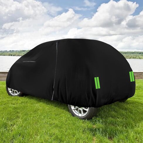 غطاء سيارة مقاوم للماء بديل لسيارة Fiat 500 / 500C / 500E Abarth Turbo Sport Lounge Pop 2007-2022، 210T أغطية السيارات الكلاسيكية لجميع الأحوال الجوية مع باب بسحاب وقفل للحماية من المطر الثلجي in Saudi Arabia