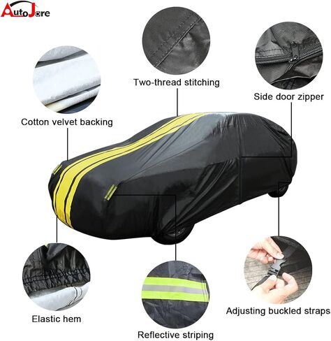 غطاء سيارة كامل لسيارة سيدان مكون من 6 طبقات على شكل باب بتصميم سحاب لجميع الأحوال الجوية ومقاوم للثلج وحماية من الأشعة فوق البنفسجية ومقاوم للرياح في الهواء الطلق، غطاء سيارة كامل مقاس XL مناسب لسيارة السيدان (الطول 177-189 بوصة) in Kuwait