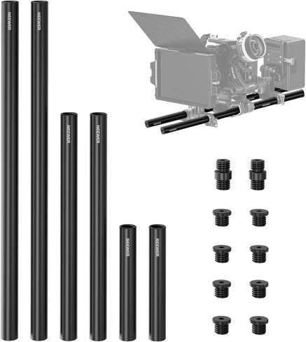 NEEWER 15mm Rods LWS System, 3 Pairs Aluminum 15mm Extension Rods (4"/10cm, 8"/20cm, 12"/30cm) Free Length Combination for Shoulder Rig LWS Rod Support System Compatible with SmallRig Video Rig, SR009 in Saudi Arabia