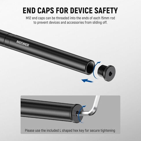 NEEWER 15mm Rods LWS System, 3 Pairs Aluminum 15mm Extension Rods (4"/10cm, 8"/20cm, 12"/30cm) Free Length Combination for Shoulder Rig LWS Rod Support System Compatible with SmallRig Video Rig, SR009 in Saudi Arabia