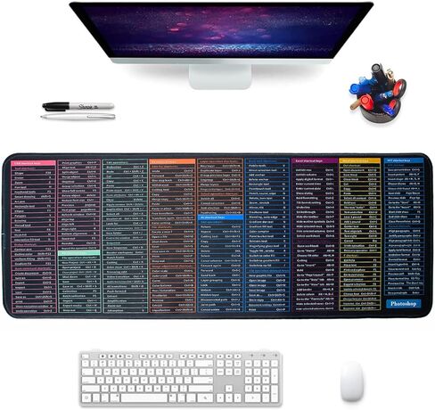 لوحة ماوس لوحة مفاتيح مضادة للانزلاق بمفتاح سريع، كبيرة جدًا لنمط اختصارات البرامج المكتبية، لوحة كمبيوتر مكتبية، وسادات مكتبية طويلة، 31.5 بوصة × 11.8 بوصة، ابتكارات للهدايا in Kuwait