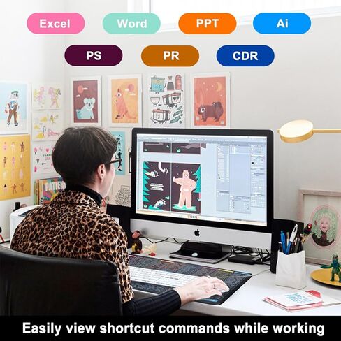 لوحة ماوس لوحة مفاتيح مضادة للانزلاق بمفتاح سريع، كبيرة جدًا لنمط اختصارات البرامج المكتبية، لوحة كمبيوتر مكتبية، وسادات مكتبية طويلة، 31.5 بوصة × 11.8 بوصة، ابتكارات للهدايا in Kuwait