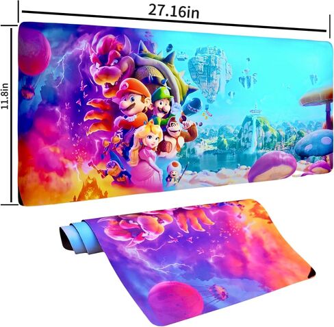 Mario Gaming Mouse Pad，Large Mouse Pad，Computer Keyboard Desk Mat with Non-Slip Rubber Base，Waterproof Mouse Pad for Office & Home & Gaming Room, Size 27.16x11.8x0.12 Inches in Saudi Arabia