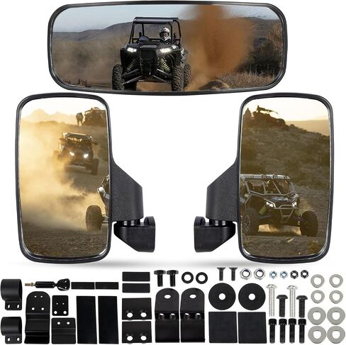 مرآة جانبية ومرآة مركزية من RANSOTO Defender UTV متوافقة مع Polaris Ranger XP 500، 570، 900، 1000، Ranger Diesel، ETX/EV، General 1000، مرآة الرؤية الخلفية Can-Am Maverick Trail in Saudi Arabia