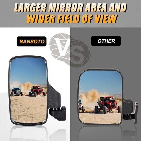 مرآة جانبية ومرآة مركزية من RANSOTO Defender UTV متوافقة مع Polaris Ranger XP 500، 570، 900، 1000، Ranger Diesel، ETX/EV، General 1000، مرآة الرؤية الخلفية Can-Am Maverick Trail in Saudi Arabia