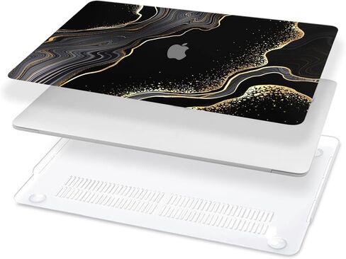 متوافق مع حافظة MacBook pro مقاس 14 بوصة، موديل 2023 2022 2021 A2442 M1 Pro / M2 A2779 Max Chip & Touch ID وحاميات لوحة المفاتيح، غلاف صلب من البلاستيك للكمبيوتر المحمول (رخام أسود) in Kuwait