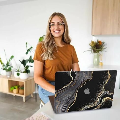 متوافق مع حافظة MacBook pro مقاس 14 بوصة، موديل 2023 2022 2021 A2442 M1 Pro / M2 A2779 Max Chip & Touch ID وحاميات لوحة المفاتيح، غلاف صلب من البلاستيك للكمبيوتر المحمول (رخام أسود) in Kuwait