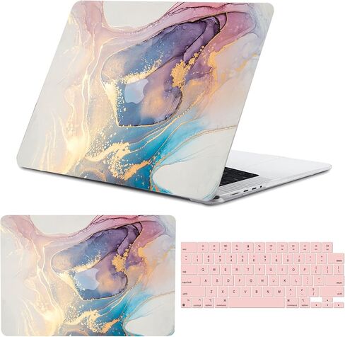 Compatible with MacBook pro 14 inch Case,2023 2022 2021 Model A2442 M1 Pro / M2 A2779 Max Chip & Touch ID and Keyboard Protectors,Laptop Plastic Hard Shell(Black Marble) in Saudi Arabia
