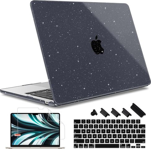 May Chen متوافق مع حافظة MacBook Air 15 بوصة 2024 2023 New M3 M2 Model A3114 A2941، غطاء واقٍ لجهاز الكمبيوتر المحمول الصلب مع غطاء لوحة المفاتيح + واقي الشاشة - لامع شفاف in Kuwait