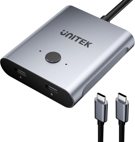 Unitek USB C Switch محول ثنائي الاتجاه 1 في 2 خارج/2 في 1 خارج USB محدد التبديل 2 أجهزة كمبيوتر مشاركة 1 جهاز USB KVM Switch 8K @ 60 هرتز فيديو 10 جيجابت في الثانية نقل البيانات 100 واط شحن كابلات USB-C متضمنة in Saudi Arabia