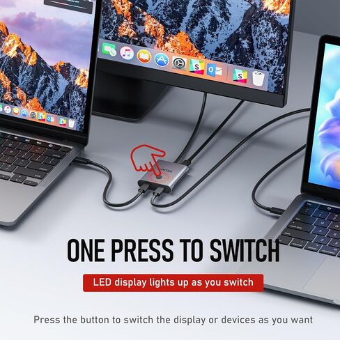 Unitek USB C Switch محول ثنائي الاتجاه 1 في 2 خارج/2 في 1 خارج USB محدد التبديل 2 أجهزة كمبيوتر مشاركة 1 جهاز USB KVM Switch 8K @ 60 هرتز فيديو 10 جيجابت في الثانية نقل البيانات 100 واط شحن كابلات USB-C متضمنة in Saudi Arabia