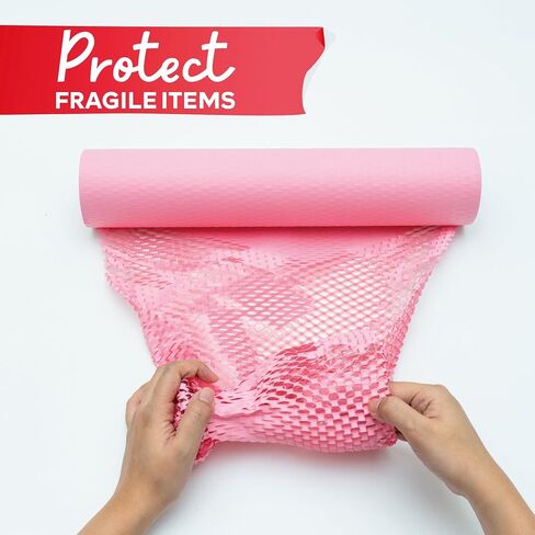 XFasten Honeycomb Packing Paper 12" x 66' Reusable Cushion Kraft Packing Paper for Moving, Alternative Bubble Packing Wrap for Breakable Dishes Packing Supplies for Moving with 20 Fragile Stickers in Saudi Arabia