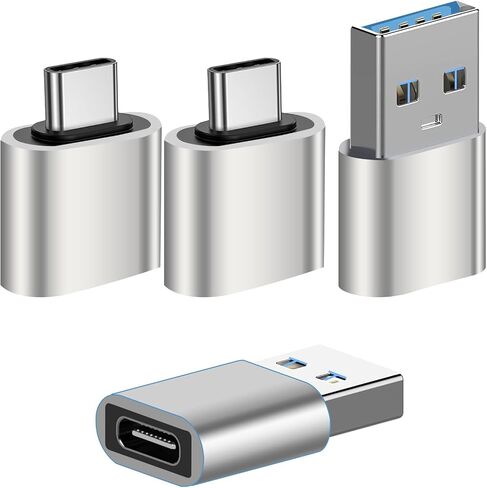 [4 Pack USB to USB C OTG Adapter, [2*Type C Female to A Male Charger Converter]&[2*USB C Male to USB 3.0 Female Adapter] for iPhone 12, 13, 14, 15, Apple, AirPods, iPad, MacBook, Samsung, Car in Saudi Arabia