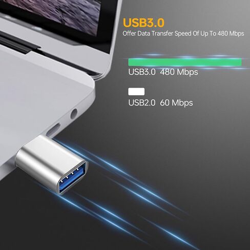 [4 Pack USB to USB C OTG Adapter, [2*Type C Female to A Male Charger Converter]&[2*USB C Male to USB 3.0 Female Adapter] for iPhone 12, 13, 14, 15, Apple, AirPods, iPad, MacBook, Samsung, Car in Saudi Arabia