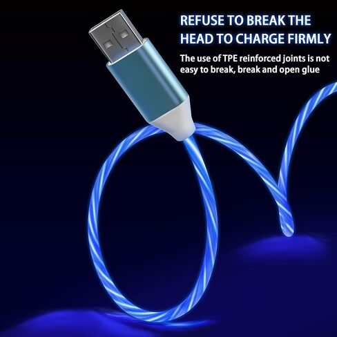GELRHONR Light Up USB C Splitter Charging Cable,3 in 1 Glowing Type-C Fast Charging Adapter Cord with 3 Type-C Male Plug, 2.5A,Compatible with Most Cell Phones/USB C Devices and More - Blue 3.9Ft in Saudi Arabia