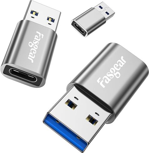 محولات Fasgear USB إلى USB C 2 حزمة، USB 3.2 Gen 2 Type C أنثى إلى ذكر محول مزامنة بيانات 10 جيجابت في الثانية ومحول USB شحن سريع 3A لـ OTG، Sam-Sung Galaxy، شاحن سيارة in Saudi Arabia