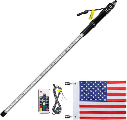 Bestauto 1PC 3FT LED Whip Lights RGB Color Lighted Whips for UTV ATV 20 Colors,5 Levels,23 Modes,10 Speed Options,Weatherproof,Off-Road Whip RF Wireless Remote for UTV ATV Polaris Accessories RZR in Kuwait