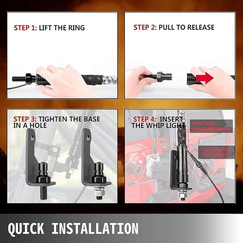 Bestauto 1PC 3FT LED Whip Lights RGB Color Lighted Whips for UTV ATV 20 Colors,5 Levels,23 Modes,10 Speed Options,Weatherproof,Off-Road Whip RF Wireless Remote for UTV ATV Polaris Accessories RZR in Kuwait