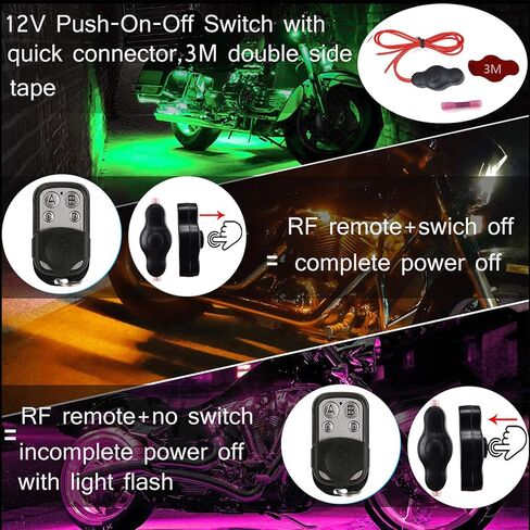 6 قطع دراجة نارية أدى ضوء مجموعات شرائط لاسلكية rf التحكم عن بعد للماء rgb متعدد الألوان النيون لهجة توهج تأثير الأرض جو أضواء تحت توهج لدراجة نارية عربة الغولف atv in Saudi Arabia