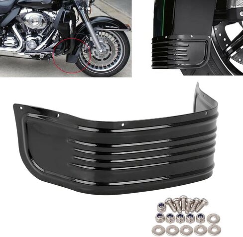 Black Front Ribbed Fender Skirt Trim for Harley Touring Road King Street Glide Electra Glide Low Softail FLSTC 1980-2013 in Saudi Arabia
