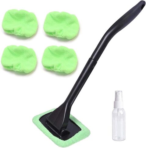 Car Window Cleaner, Windshield Cleaning Tool Auto Glass Cleaner Wiper Cars Interior Exterior Window Glass Cleaning Tool, Come with 4 Pads Washer Towel and 30ml Spray Bottle, Use Wet or Dry in Saudi Arabia