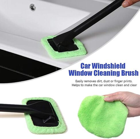 Car Window Cleaner, Windshield Cleaning Tool Auto Glass Cleaner Wiper Cars Interior Exterior Window Glass Cleaning Tool, Come with 4 Pads Washer Towel and 30ml Spray Bottle, Use Wet or Dry in Saudi Arabia