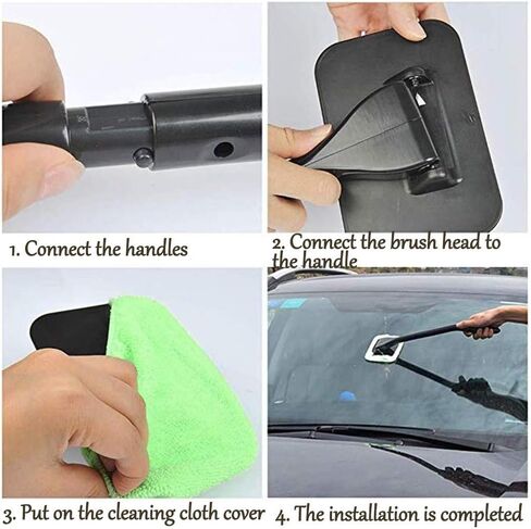 Car Window Cleaner, Windshield Cleaning Tool Auto Glass Cleaner Wiper Cars Interior Exterior Window Glass Cleaning Tool, Come with 4 Pads Washer Towel and 30ml Spray Bottle, Use Wet or Dry in Saudi Arabia