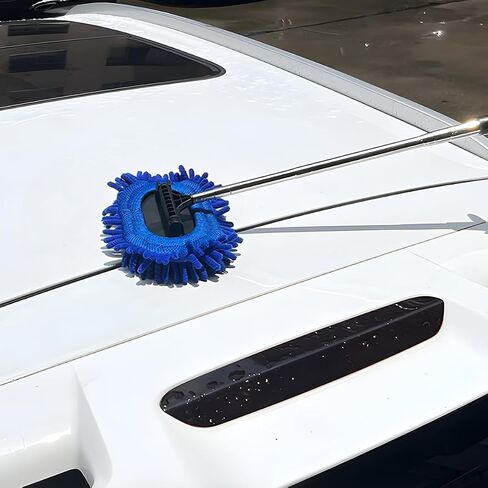 Windshield Cleaner Tool, Car Inside Window Cleaning Kit with Extendable Handle, Premium Microfiber Pad and Chenille Cloth Cover. Washable & Reusable, Auto Interior Exterior Glass Wiper in Saudi Arabia