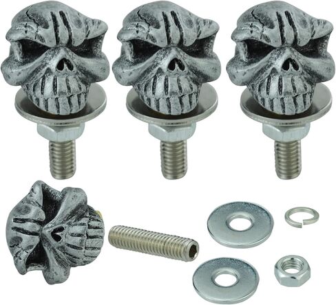 Arenbel Skull License Plate Frame Screws Fasteners Car Tag Bolt Cap Kit Fit Vehicles Motorcycle Trucks SUV, 4Pcs Silver in Saudi Arabia