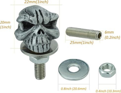 Arenbel Skull License Plate Frame Screws Fasteners Car Tag Bolt Cap Kit Fit Vehicles Motorcycle Trucks SUV, 4Pcs Silver in Saudi Arabia
