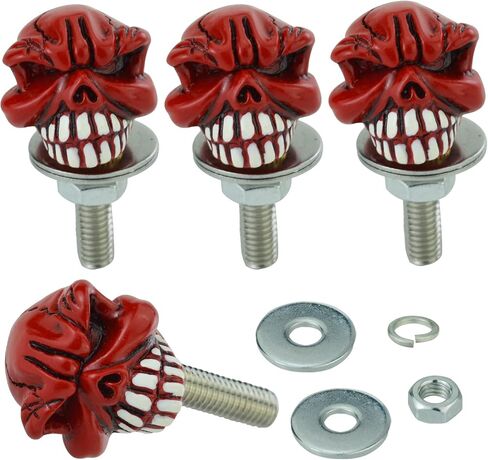 Arenbel Skull License Plate Frame Screws Fasteners Car Tag Bolt Cap Kit Fit Vehicles Motorcycle Trucks SUV, 4Pcs Silver in Saudi Arabia