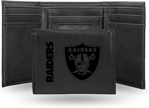 محفظة Rico Industries NFL Las Vegas Raiders Premium محفورة بالليزر من الجلد البني النباتي قابلة للطي - تصميم نحيف ولكنه متين - مثالية لإظهار فخر فريقك أو هديتك in Kuwait