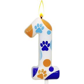 Blue Dog Paw Birthday Candles | عالي الجودة الكعكة الزخارف توبيبر | رقم 2 | مستلزمات حفلات عيد ميلاد مثالية للأطفال