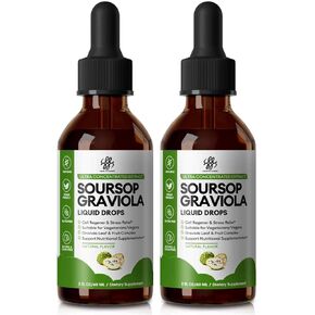 (2 Pack Soursop Graviola سائل السائل لدعم الخلايا وتجديدها ، وجهاز المناعة ودعم صحة الأمعاء ، ومرب الحمر السائل ، والخير العشبي ، والسكر/الغلوتين ، النكهة الطبيعية
